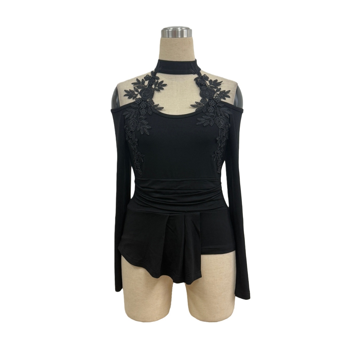 Womens Long Sleeve Top New Hollow Off-shoulder Slim Top Evening Party Wear